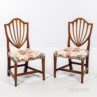 Pair of Federal Mahogany Inlaid Shield-back Side Chairs