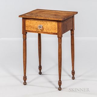 Cherry and Bird's-eye Maple One-drawer Stand