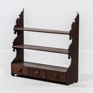 Walnut Hanging Shelves with Drawers
