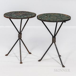 Pair of Cast and Wrought Iron Garden Tables