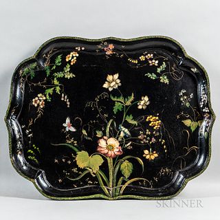 Floral Papier-mache Tray on Stand