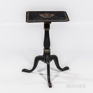 Black-painted and Paint-decorated Candlestand
