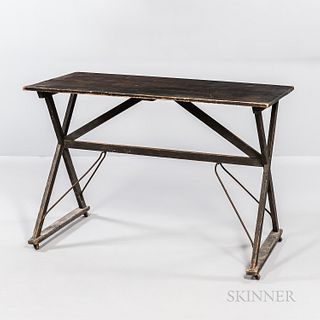Gray-painted Poplar Side Table