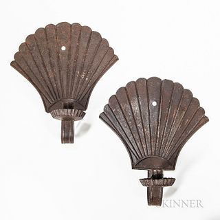 Pair of Shell-form Metal Sconces