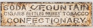 Embossed Sheet Iron "Soda Fountain" Trade Sign
