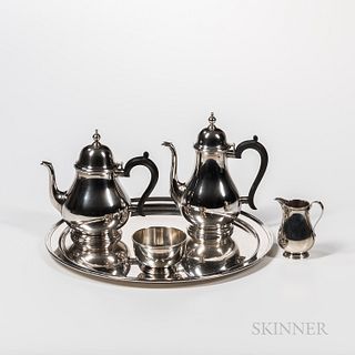 Five-piece Tiffany & Co. Sterling Silver Tea and Coffee Set Including Tray
