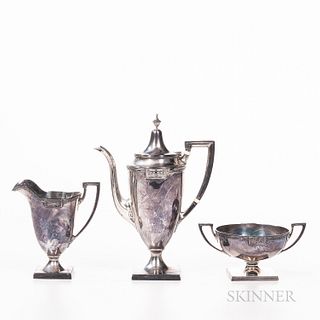 Three-piece Gorham Sterling Silver Coffee Set