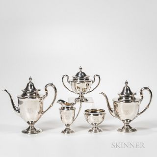 Five-piece Gorham Sterling Silver "Dolly Madison" Service