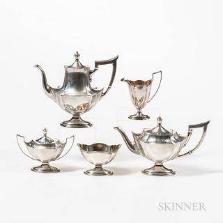 Gorham Sterling Silver Five-piece Plymouth Pattern Tea and Coffee Service