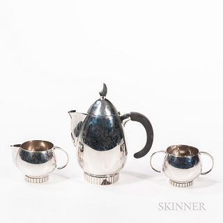 Frank Smith Art Deco-style Three-piece Sterling Silver Tea Set