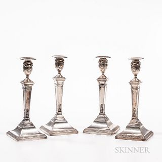 Four George III Silver Candlesticks