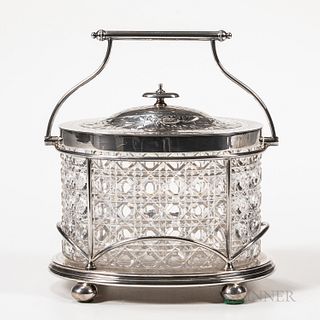 Silver-plate and Cut Glass Container