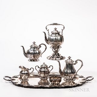 Six-piece Mexican Otaduy Silver Tea and Coffee Service with Tray