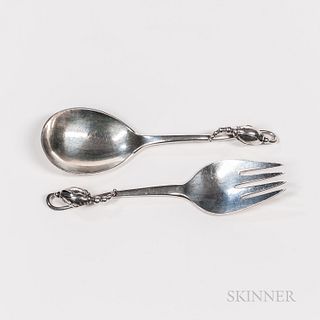 Georg Jensen Sterling Silver Serving Spoon and Fork