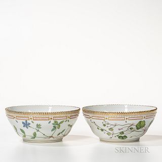 Two Royal Copenhagen Flora Danica Serving Bowls