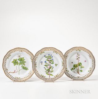 Three Royal Copenhagen Flora Danica Dessert Plates