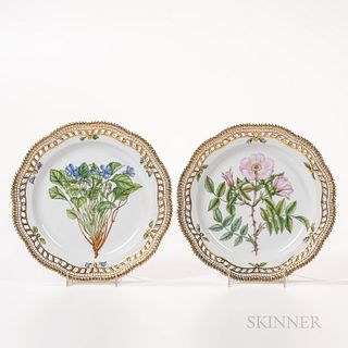 Two Royal Copenhagen Flora Danica Dessert Plates