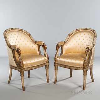 Pair of Louis XV-style Upholstered Armchairs