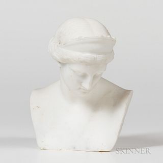 Italian White Marble Bust of Athena