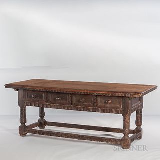 Carved Oak Refectory Table