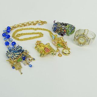 Lot of five (5) pieces Kirks Folly Gold or Silver Tone Enameled High Fashion Costume Jewelry.