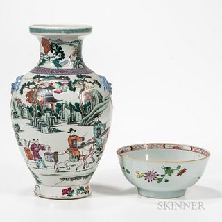 Chinese Export Porcelain Vase and Bowl
