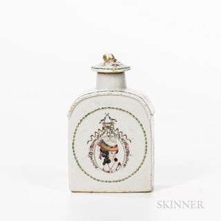 Chinese Export Porcelain Tea Canister and Cover