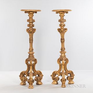 Pair of Carved Giltwood Pedestals