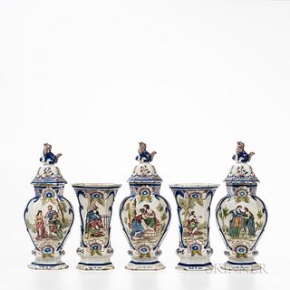 Five-piece Dutch Delft Garniture
