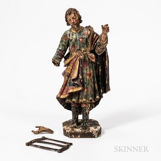 Carved and Polychrome Painted Santos Figure