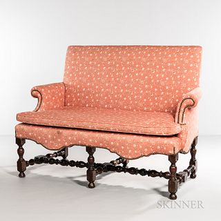 William and Mary-style Upholstered Walnut Settee