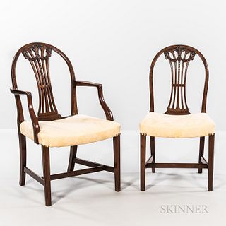 Set of Six Sheraton-style Mahogany Dining Chairs