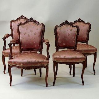 Set of Four (4) Antique Carved Chairs.