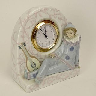 Lladro Porcelain Pierrot Clock #5778. Signed appropriately