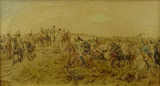 after: Jean Louis Ernest Meissonier French (1815-1891) Photograuve on Paper after Battle of Friedland Engraving
