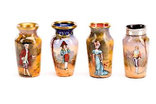 Four French Enamel Diminutive Vases, 19th/20th C.