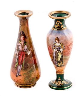 Group of 2 19th/20th C. French Enamel Bud Vases
