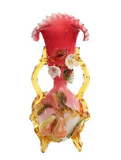 Stevens & Williams Cased Peachblow Glass Vase