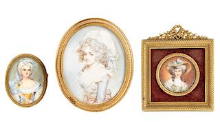 Three Miniature Portraits of French Ladies