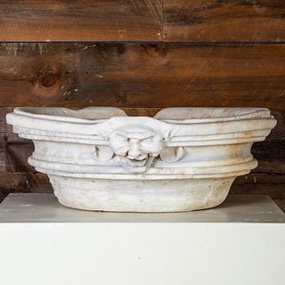 Carved White Marble Oval Basin