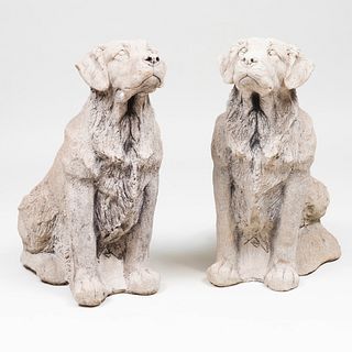 Two Cast Stone Models of Retrievers
