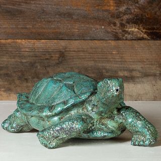 Painted Metal Turtle Fountain