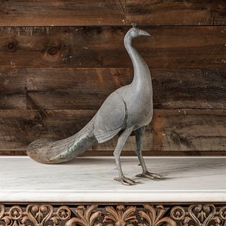 Cast Metal Figure of a Peacock