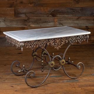 Brass-Mounted Wrought-Iron Center Table
