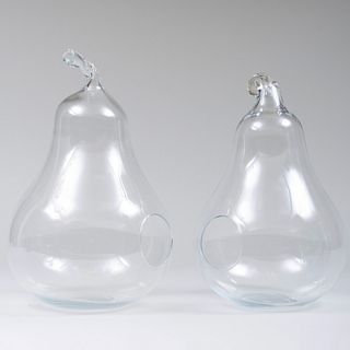 Pair of Glass Pear Form Terrariums