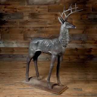 Painted Cast Iron Figure of a Stag