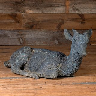Bronze Model of a Recumbent Fallow Deer