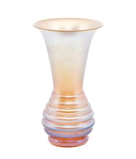 Gold Iridized Trumpet Vase, WMF Myra Glass