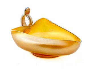 L.C. Tiffany Gold Favrile Art Glass Nappy, Marked