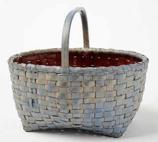 Splint Basket with Blue and Red Paint
